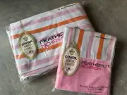 Vintage Cannon Royal Family Full Fitted Sheet & Pillowcases Retro Stripe NOS NIP