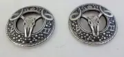 Pair Jeremiah Watt White Bronze Steer Conchos 1 7/8 " Screw Back Horse Tack