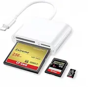 SD CF Card Reader for iPhone iPad 3 in 1 Lighting to SD CF TF Memory Card Reader Adapter Camera Card Reader Compatible with iPhone 14 13 12 11 X Plug and Play