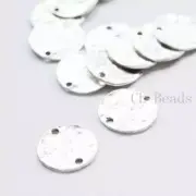 14 Pieces Oxidized Silver Base Metal Link-Near Round and Hammered 19mm (25652Y)