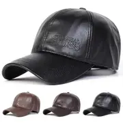 Unisex Imprint Pu Leather Baseball Cap Adjustable Casual Sun Hat