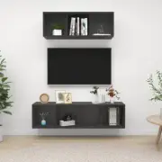 NNEVL 2 Piece TV Cabinet Set Grey Chipboard