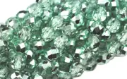 25 Ocean Breeze Metallic Faceted Fire Polished Round Glass Beads 8MM