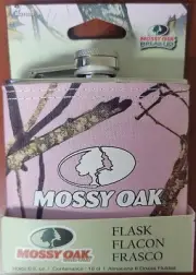 Mossy Oak #MGT1025 Pink Camo Stainless Steel/Fabric Wrapped 6 fl. oz Flask