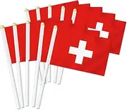 10 PCS Switzerland Handheld Small Flag, Swiss Hand held Mini Decor Decoration Banner
