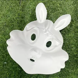 卡通兔子 白面具 白色面具 漏牙兔 紙漿面具 畫臉 空白面具 彩繪 兔寶寶面具 兔子畫臉 (3.5折)