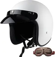 Retro 3/4 Rugged Helmet with Visor Quick Release Buckle Motorcycle Helmet Compact Lightweight Helmet for Adult Male Female Commuter Cruiser DOT/ECE Certified