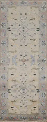 Luxurious Handcrafted Oushak Indian 8 ft Runner Rug Thick Plush 3x8 ft