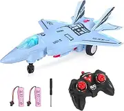 ele ELEOPTION RC Fighter Jet Toy Remote Control Plane Vehicle with Flashing Lights and Sound Helicopter Airplane Toys for Kids 3 4 5 6 7 8 Years Boys Girls Gift Blue