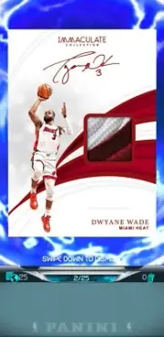 DIGITAL CARD PANINI NBA DUNK - 2018 Immaculate Dwyane Wade Auto 2/25 SUPER RARE!