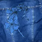 AG Adriano Goldschmied Girls Sz M Blue Sherpa Lined Floral Denim Jacket