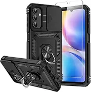 for Samsung Galaxy A14 5G Case,Galaxy A14 5G Case,with Screen Protectors and Camera Cover,[Military Grade] 16ft.Drop Tested Cover with Magnetic Kickstand Protective Case for Samsung A14 5G, Black