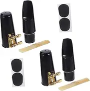 CATIEBYE 2 Sets Saxophone Mouthpiece Cap Musical Trombone Soprano Trumpet Instrument Alto Saxophone Portable Tuba Flute Cleaning Kit Baritone Bass Tambourine Tenor Guiro Black Metal