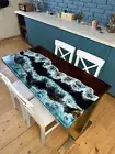 Ocean Epoxy Table, Dining, Center Table, Custom Made Live Edge Walnut Table Tops