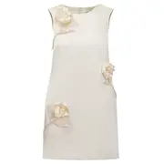 [Self-Portrait] Cream 3D Flower Satin Mini Dress