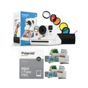 Polaroid NOW Instant Film Camera Camera White with BandW Film and Film Kit