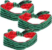 [Beavorty] 3Pcs Double Sided Watermelon Headbands with Bow Bunny Ears Stretchy Hair Accessories for Daily Wear Fashionable Turban Hairbands