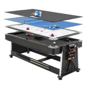 TOPONE 7FT 4-IN-1 Multi-Functional Convertible Table / Pool Table - Black Felt