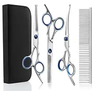 Dog Grooming Scissors | Heavy Duty Pet Grooming Shears Kit,Heavy Duty Dog Scissors for Grooming, 5-in-1 Dog Grooming Shears Set with Safety Round Tips