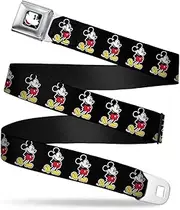 [Buckle-Down] Seatbelt Belt - Classic Mickey Mouse Pose Black - 1.0" Wide - 20-36 Inches in Length