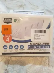 Pack Of 4 Utopia Bedding White Waterproof Zippered Pillow Encasement Queen