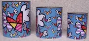 Romero Britto Metal Nesting Canisters set of 3 Flying Hearts NEW