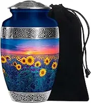 Sunflower Memorial urns for Human Ashes Adult Man - Large Funeral urn for Human Ashes Adult Female - Cremation Ashes 10 inch