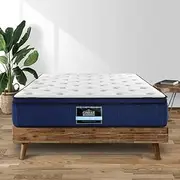 Giselle Bedding Double Mattress Bed Mattresses Cool Gel Memory Foam 34cm Thickness, with 7-Zone Pocket Spring System and Breathable Euro Top, 5Yrs Warranty, Medium Firm, White + Blue Vacuum Packed