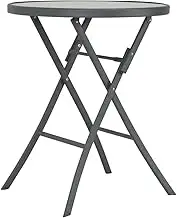 Garden Table Folding Bistro Table Grey 60x70 cm Glass and Steel