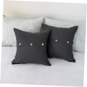 Linen Throw Pillow Covers Pack of 2, Triple 18" x 18" (Pack of 2) Dark Grey