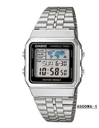 在飛比找Yahoo!奇摩拍賣優惠-【CASIO 專賣】A500WA-1 防水數字錶.不鏽鋼錶帶