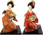 A Set of 2 Japanese Geisha Kimono Doll -Geisha Doll- 12 Inch, Asian Kimono Doll Collectible Figurine Decoration Gift,#020,30cm/4197 (Color : #01, Size : 30cm)