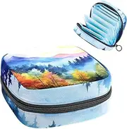 Period Bag,Sanitary Napkin Storage Bag,Autumn Landscape Forest Mountain,Tampon Holder for Purse