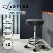 Artiss 2X Salon Stool Round Swivel Barber Hair Bar Stools Hydraulic Lift Black