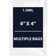1.5Mil 4" X 4" | LDPE Clear Flat Poly Bags, Flexible & Durable | Multiple Bags