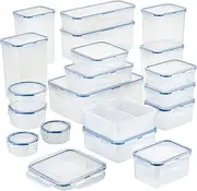 LOCK & LOCK Easy Essential Storage Set/Food Containers Airtight Bins/BPA-Free/Dishwasher Safe, 38 Piece, Clear