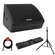 Samson RSXM12A- 800W 2-Way Active Stage Monitor w/ Stand, Bag & XLR Cable Bundle