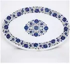 white Marble Oval Inlay Coffee Table Handmade Pietra Dura Art Marble Inlay Table