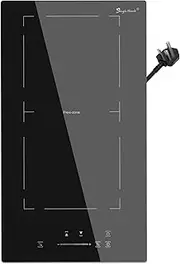 Induction Hob, Plug in Electric Cooktop 2800W 13Amp, Flex Zone for BBQ Function, Built-in 2 Burner Hobs 30cm, Shiny Black 220~240V
