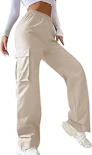 [Generic] Women's Baggy Cargo Pants High Waist Open Bottom Outdoor Workout Athletic Sweatpants Comfy Casual Pants with Pockets