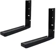 One Pair of NUZAMAS Microwave Oven Brackets, Wall Mounted Holders, Shelf Brackets Adjustable Length from 30cm to 47cm, Universal Extendable Arms - Black Color