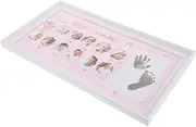 Baby Milestone Photo Frame 12 Month Inkless Handprint Footprint Kit for Family Decor
