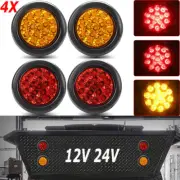 4x 4inch Round LED Tail Lights Brake Reverse Indicator Trailer Truck UTE 12V 24V