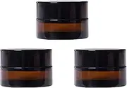 3 PCS 5ml Amber Glass Jars with Lids Mini Sample Jars Tiny Cosmetic Containers Cream Makeup Pots for Travel Empty
