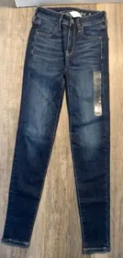American Eagle Next Level Stretch Womens Skinny Dark Wash Jeans Size 000 NWT