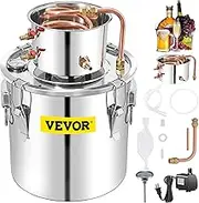VEVOR Alcohol Still 13.2Gal/50L, Alcohol Still Copper Tube, Alcohol Distiller with Circulating Pump, Whiskey Distilling Kit w/Build-in Thermometer, Whiskey Making Kit for DIY Alcohol, Stainless Steel