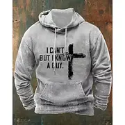Men's Hoodie Black White Light Grey Dark Gray Hooded Letter Cross Pocket Sports Outdoor Daily Holiday Polyester Streetwear Basic Casual Spring Fall Clothing A