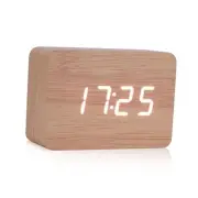 Wooden Digital Alarm Clock, Bedroom Alarm Clock，Smart Led Digital Clock with
