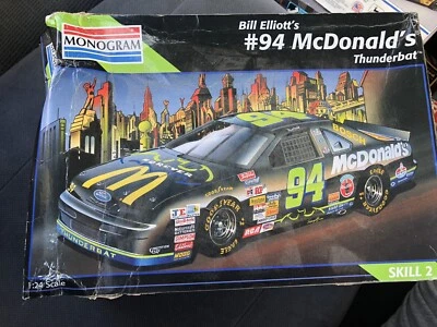 Monogram Bill Elliott's #94 McDonald's Thunderbat 1:24 Model Kit 1995 Open Box