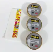 Lot Of 3 Scotch Washi Tape Colorful Triangles Yellow Crafting Scrapbook Supply